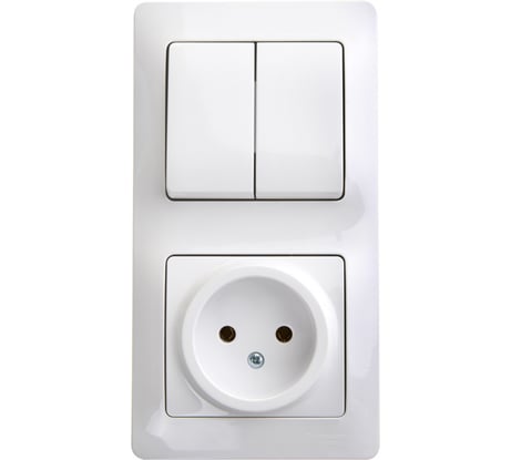 Комбинированный блок розетка + 2-клавишный выключатель Systeme Electric GLOSSA белый GSL000172