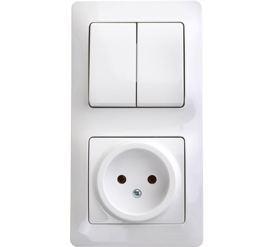 Комбинированный блок розетка + 2-клавишный выключатель Systeme Electric GLOSSA белый GSL000172