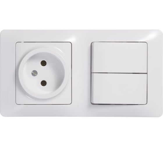 Комбинированный блок розетка + 2-клавишный выключатель Systeme Electric GLOSSA белый GSL000172