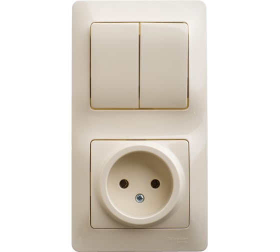 Комбинированный блок розетка + 2-клавишный выключатель Systeme Electric GLOSSA бежевый GSL000272
