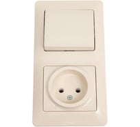 Комбинированный блок розетка + 1-клавишный выключатель Systeme Electric GLOSSA бежевый GSL000260