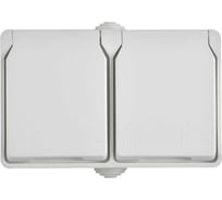 Розетка IEK FORS 2-я с з/к/ш о/у 16А IP54 РСб22-3-ФБ, белый ERS22-K01-16-54-DC