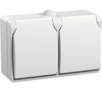 Розетка IEK FORS 2-я с з/к/ш о/у 16А IP54 РСб22-3-ФБ, белый ERS22-K01-16-54-DC