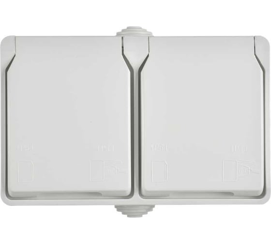Розетка IEK FORS 2-я с з/к/ш о/у 16А IP54 РСб22-3-ФБ, белый ERS22-K01-16-54-DC