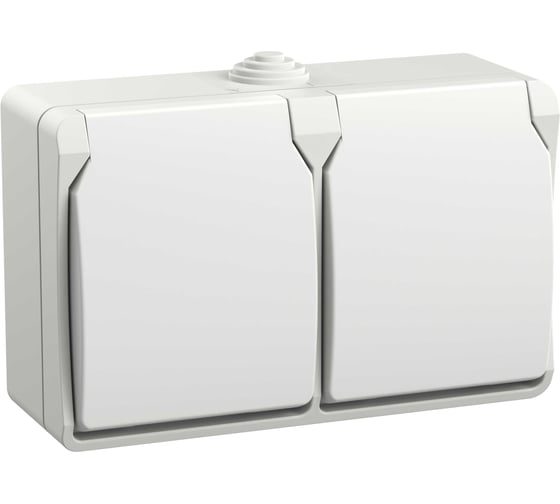 Розетка IEK FORS 2-я с з/к/ш о/у 16А IP54 РСб22-3-ФБ, белый ERS22-K01-16-54-DC