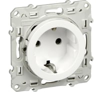 1-местный механизм розетки Systeme Electric скрытой проводки 1модуль Odace 16А IP21 с заземлением белый S52R037