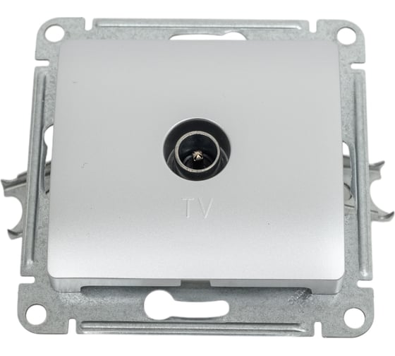 1-местный механизм проходной TV розетки Systeme Electric СП Glossa 4DB алюминий GSL000392