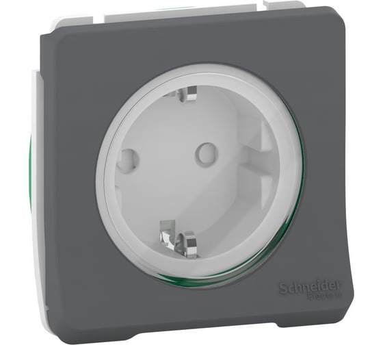 1-местный механизм розетки Systeme Electric открытой проводки Mureva Styl 16А IP55 антрацит MUR36134 1