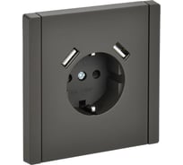 Розетка IEK FORTEPIANO з/к/ш в/к 16А USB A+A 3,1А FP345 серая FP-R14-16-U21-D31-K03