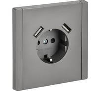 Розетка IEK FORTEPIANO з/к/ш в/к 16А USB A+A 3,1А FP545 сталь FP-R14-16-U21-D31-K46