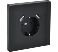 Розетка IEK FORTEPIANO з/к/ш в/к 16А USB A+A 3,1А FP145 черная FP-R14-16-U21-D31-K02