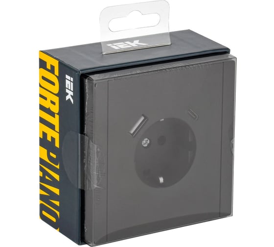Розетка IEK FORTEPIANO з/к/ш в/к 16А USB A+C 18Вт FP147 черная FP-R14-16-U22-018-K02