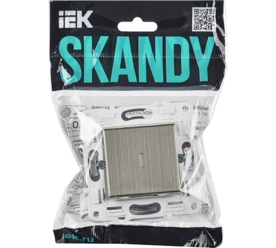 Выключатель 1-клавишный IEK SKANDY с инд. 10А SK-V07N никель SK-V10-1-10-K50