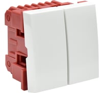 Выключатель проходной IEK ВК4-22-00-П (переключатель) двухклавишный (на 2 модуля) ПРАЙМЕР белый CKK-40D-PD2-K01