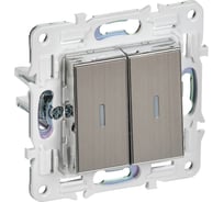 Выключатель IEK SKANDY 2-клавишный проходной с инд. 10А SK-V10N никель SK-V22-1-10-K50