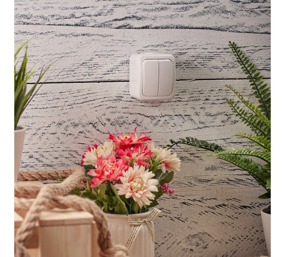 Двухклавишный выключатель KRANZ Mini OG OG IP54, о/у, белый KR-78-0602