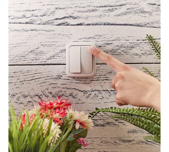 Двухклавишный выключатель KRANZ Mini OG OG IP54, о/у, белый KR-78-0602
