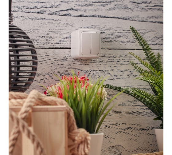 Двухклавишный выключатель KRANZ Mini OG OG IP54, о/у, белый KR-78-0602