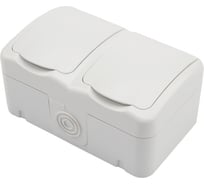 Двойная накладная розетка KRANZ Mini OG, горизонтальный блок, IP54, с заземлением, о/у, белая KR-78-0606