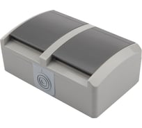 Двойная накладная розетка (керамика) KRANZ INDUSTRIAL, горизонтальный блок, IP54, с заземлением, о/у, серая KR-78-0614