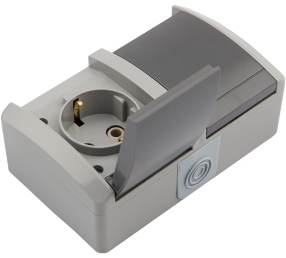 Двойная накладная розетка KRANZ INDUSTRIAL, горизонтальный блок, IP54, с заземлением, о/у, серая KR-78-0613
