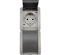 Двойная накладная розетка KRANZ INDUSTRIAL, IP54, с заземлением, о/у, серая KR-78-0615