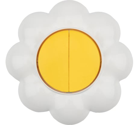 Двухклавишный выключатель KRANZ Ромашка, скрытая установка, желтый/белый KR-78-0621