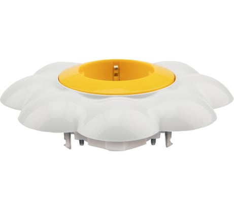 Одноместная розетка KRANZ Ромашка, с заземлением и защитными шторками, желтая/белая KR-78-0622