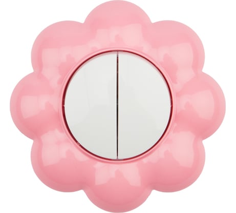 Двухклавишный выключатель KRANZ Цветок, скрытая установка, белый/розовый KR-78-0624