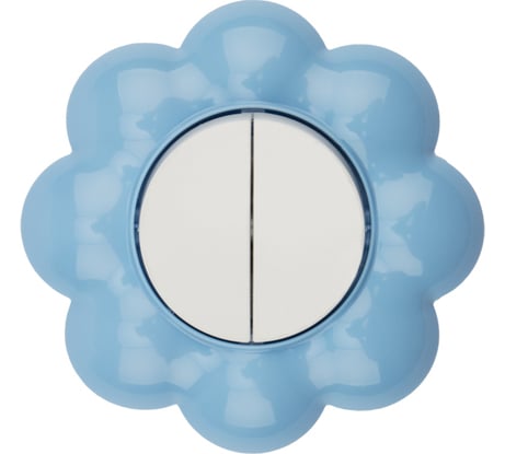 Двухклавишный выключатель KRANZ Цветок, скрытая установка, белый/голубой KR-78-0627