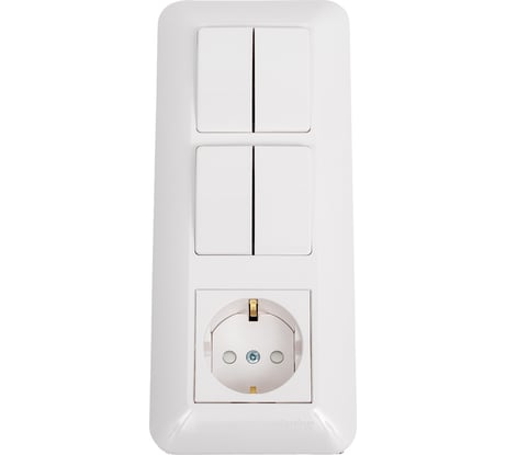 Блок: розетка с заземлением + выключатель 2-клавишный + выключатель 2-клавишный Systeme Electric BLANCA С/У, БЕЛЫЙ,опт.уп.Рос BK2VR-008B-B