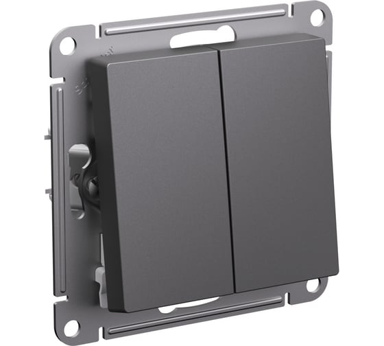 2-клавишный выключатель Systeme Electric ATLASDESIGN с самовозвратом, 10АХ, механизм, БАЗАЛЬТ ATN001417