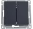 2-клавишный выключатель Systeme Electric ATLASDESIGN с самовозвратом, 10АХ, механизм, БАЗАЛЬТ ATN001417 1