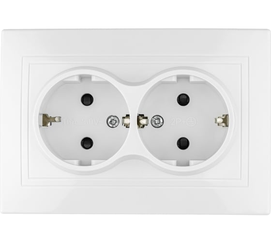 Розетка двойная TDM ELECTRIC 2П+З 16А 250В белая Таймыр, пром. упак. 200 шт. SQ1814-0514