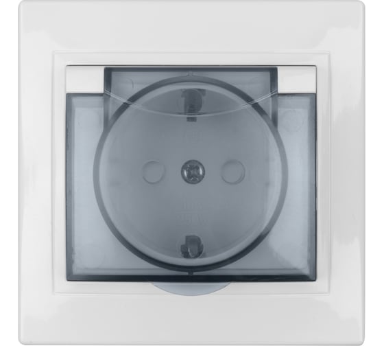 Розетка TDM ELECTRIC 2П+З с защ. шт. и крышкой 16А 250В IP44 белая Таймыр, пром. упак. 100 шт. SQ1814-0519