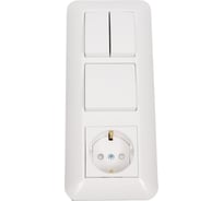 Блок: розетка с заземлением + 1-клавишный выключатель + 2-клавишный выключатель Systeme Electric BLANCA скрытой установки, белый BK2VR-008A-B