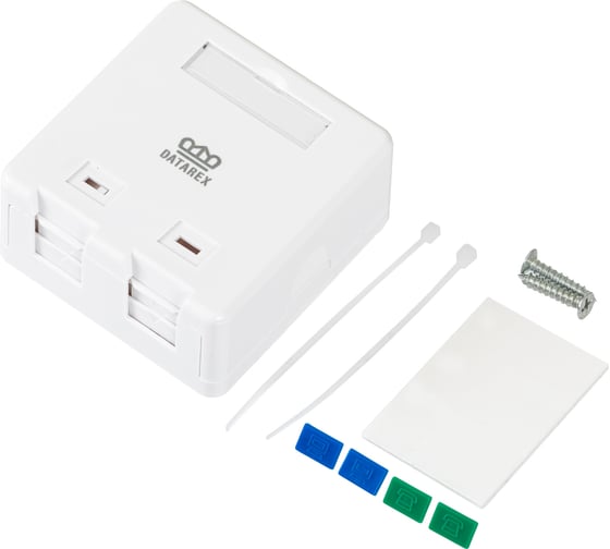 Коробка настенная DATAREX 2 порта, шторки, белый DR-512100