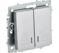 Выключатель 2-клавишный IEK BRITE с индикацией, для отелей, 10А, ВС10-2-9-БрА алюминий BR-V20-2-10-K47