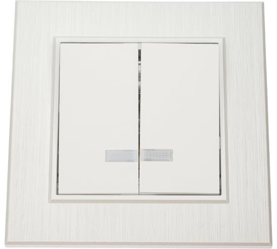Выключатель MAKEL 2-клавишный СП KAREA LINE STAR 10А IP20 с подсветкой жемчужный. 86100023 1