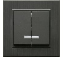 Выключатель MAKEL 2-клавишный СП KAREA LINE STAR 10А IP20 с подсветкой дым. металлик. 86050023