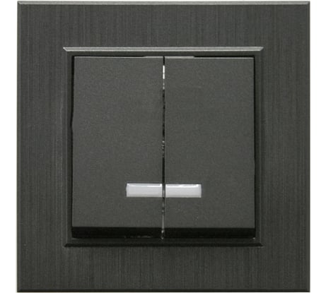 Выключатель MAKEL 2-клавишный СП KAREA LINE STAR 10А IP20 с подсветкой дым. металлик. 86050023