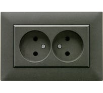Розетка двойная без заземления MAKEL СП KAREA RIZZ 16А, IP20, дым. металлик 88050017