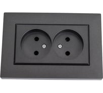 Розетка двойная без заземления MAKEL СП KAREA RIZZ 16А, IP20, дым. металлик 88050017