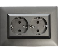 Розетка двойная с заземлением MAKEL СП KAREA RIZZ 16А, IP20, дым. металлик 88050082