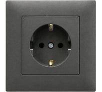 Розетка с заземлением MAKEL СП KAREA RIZZ 16А, IP20, дым. металлик 88050028