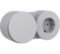 Блок OVIVO X-One выключатель + розетка с заземлением, серый 406-240001-910