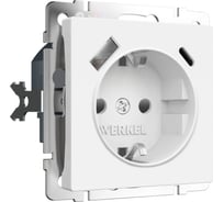 Розетка WERKEL с заземлением, шторками и usb тип a+c, белый матовый a069613