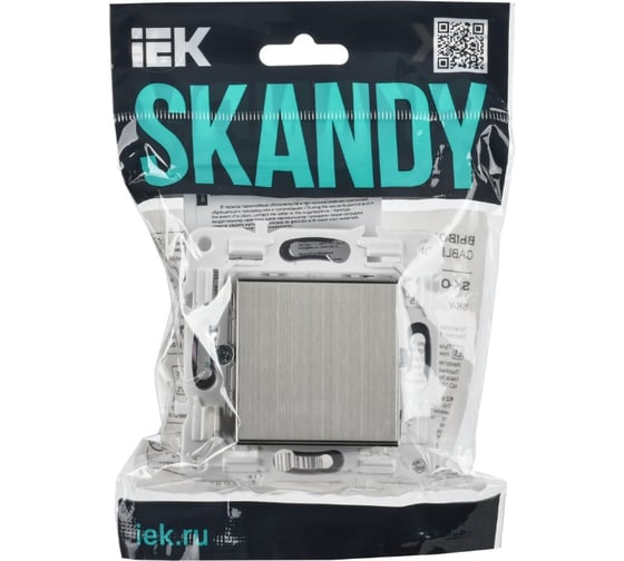 Выключатель 1-клавишный кнопочный IEK SKANDY 10А SK-V14N никель SK-V17-0-10-K50
