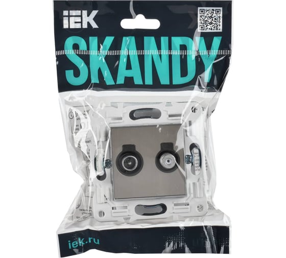 Розетка IEK SKANDY двойная TV+SAT SK-A13N никель SK-AF20-O-K50