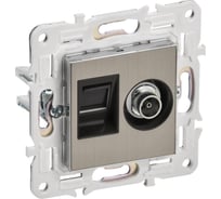 Розетка IEK SKANDY двойная TV+RJ45 кат.6 SK-A15N никель SK-AK20-2-K50